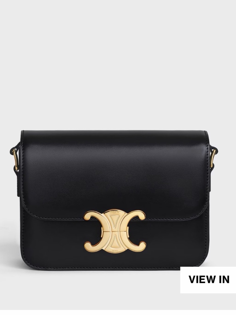Celine Teen Triomphe in Black Shiny Calfskin